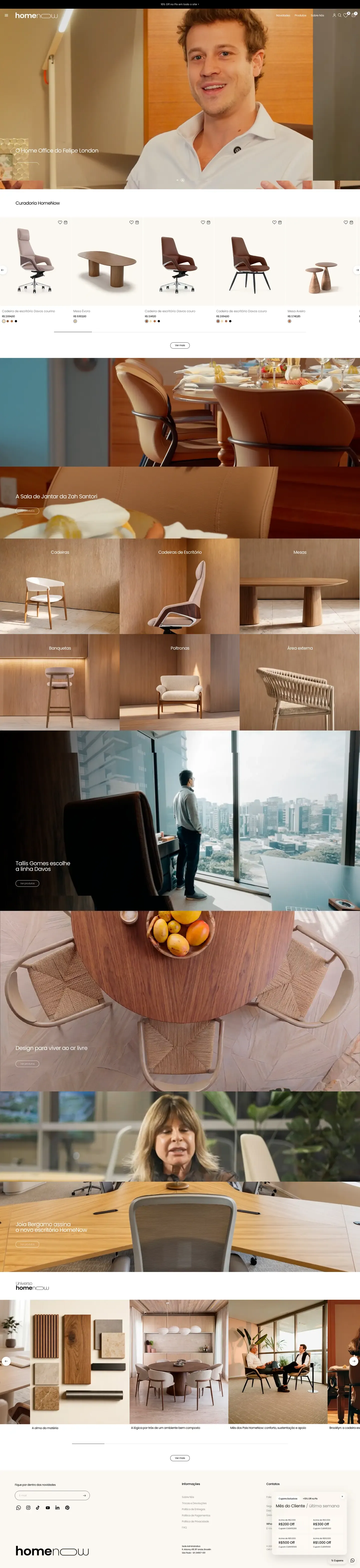 Loja HomeNow, página inicial completa